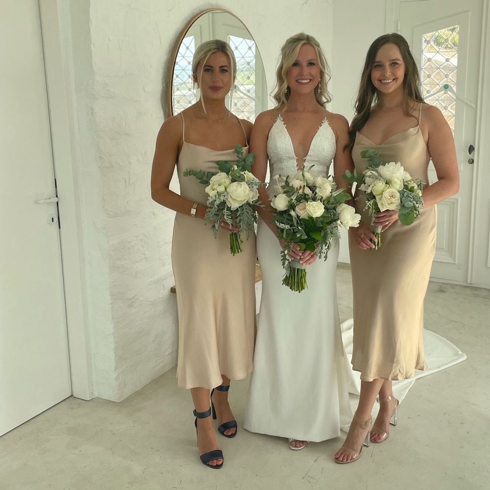 Mumu Verona cowl bridesmaid dresss!
